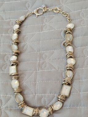 Elegant Gold-Tone Opalescent Statement Necklace - Women Jewelry